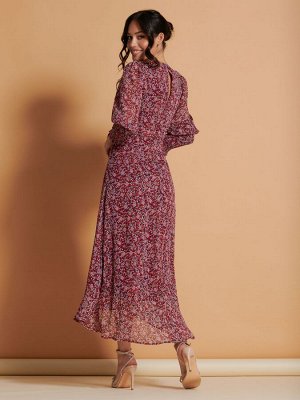 Платье макси из шифона с принтом Jolie Moi