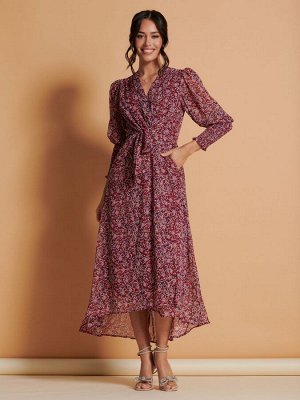 Платье макси из шифона с принтом Jolie Moi