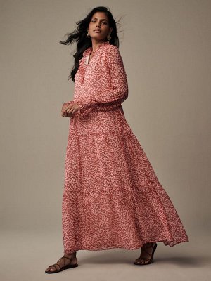 Платье макси из шифона и оборками от Red Rowland Vines - Laura Ashley