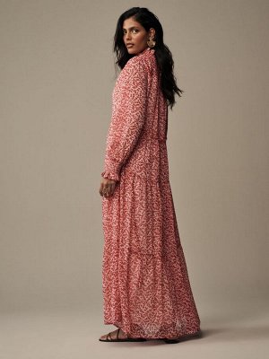 Платье макси из шифона и оборками от Red Rowland Vines - Laura Ashley