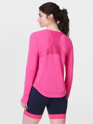 Розовый топ с длинными рукавами Sweaty Betty Breathe Easy