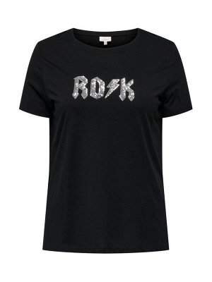 Футболка ONLY Curve Graphic Print Sequin Rock с коротким рукавом, 100% хлопок