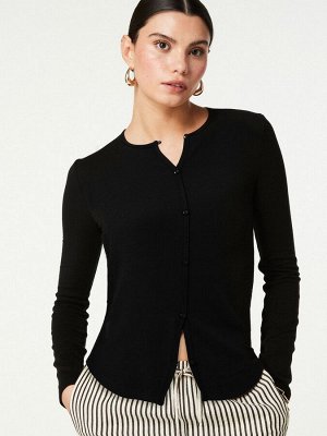 Черный — мягкий на ощупь кардиган в рубчик с TENCEL™ Lyocell