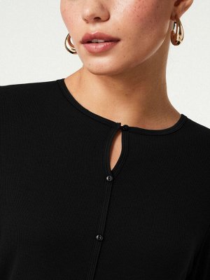 Черный — мягкий на ощупь кардиган в рубчик с TENCEL™ Lyocell