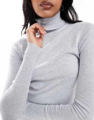 топ Водолазка Stradivarius с длинными рукавами, серый цвет, комплект (Stradivarius – Lang?rmliges Rollkragen-Strickoberteil in Grau, Kombiteil) Топ от Stradivarius * Часть комплекта * Брюки продаются 
