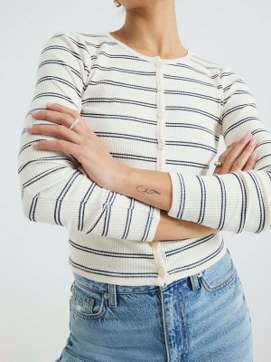 Кардиган River Island из 100% хлопка в рубчик с полосками и пуговицами