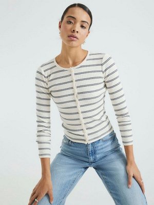 Кардиган River Island из 100% хлопка в рубчик с полосками и пуговицами