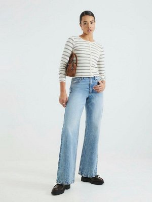 Кардиган River Island из 100% хлопка в рубчик с полосками и пуговицами