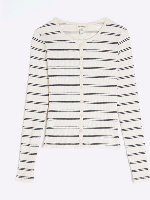 Кардиган River Island из 100% хлопка в рубчик с полосками и пуговицами