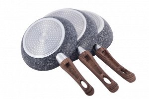 Набор сковород 20см, 24см, 28см. с антипригарным покрытием Grey marble из алюминия