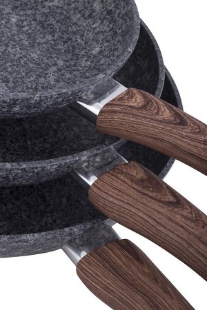 Набор сковород 20см, 24см, 28см. с антипригарным покрытием Grey marble из алюминия