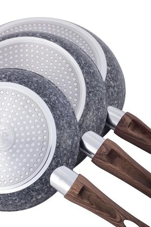 Набор сковород 20см, 24см, 28см. с антипригарным покрытием Grey marble из алюминия