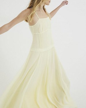 Желтое платье-рубашка без рукавов Swing Maxi Cami