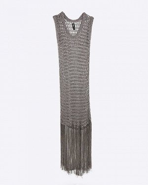 Платье макси RI Studio Grey Metallic Crochet