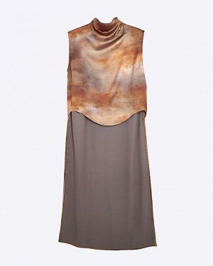 RI Studio Brown Print High Low Туника Топ