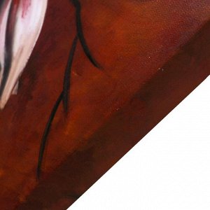 Картина-холст на подрамнике "Ветка с красными цветами" 60х100 см