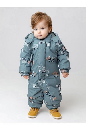 Комбинезон(Осень-Зима)+boys (пыльно-бирюзовый, строительная техника)
