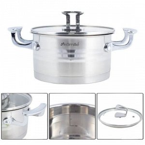 Кастрюля 18*10см, 2,4L из нержавеющей стали с крышкой