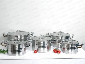 Набор кастрюль 6 предметов (16*9cm, 18*10cm, 20*11cm) из нержавеющей стали