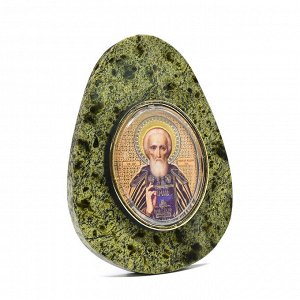 Яйцо из серпентенита Сергий Радонежский, 80*30*105мм.