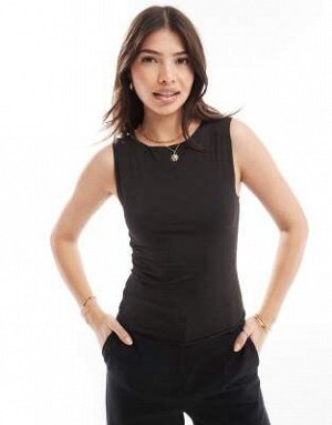 Топ Топ-топ-брюки ASOS DESIGN облегающего кроя с разрезом на горловине черного цвета (ASOS DESIGN – Hautenges Tr?gertop in Schwarz mit Schlitz-Ausschnitt) Топы от ASOS DESIGN * Ваша корзина требует эт