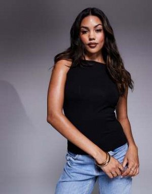 Топ Топ на бретельках с высоким воротом ASOS DESIGN Fuller Bust черного цвета (ASOS DESIGN – Fuller Bust – Hochgeschlossenes Tr?gertop in Schwarz) Топы от ASOS DESIGN * Мы создаем то, что вы любите * 