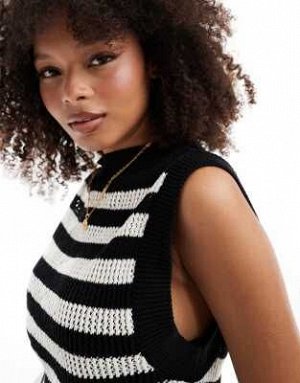 Топ Трикотажная майка ASOS DESIGN черного и белого цветов (ASOS DESIGN – Strick-Tanktop in Schwarz-Wei?) Топы от ASOS DESIGN * Потому что ваши джинсы заслуживают красивого верха * Дизайн в полоску * В