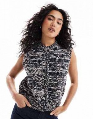 Топ Трикотажный топ ASOS DESIGN с круглым вырезом, темно-синий и светло-бежевый цвета, с крученой пряжей (ASOS DESIGN – Tanktop aus Strick in Marineblau und Hellbeige aus gezwirntem Garn mit Rundhalsa