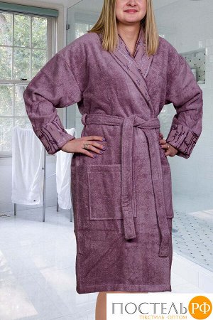 H0000812 Махровый халат L "ELIZA", т.фиолетовый, 40% Хлопок 60% Бамбук/жен.