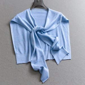 Вязаная шаль, завязанная узлом, голубой
