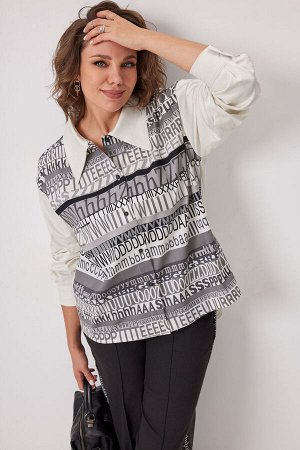 Блуза BegiModa 4136 Сливочно-серый