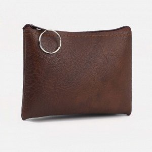 Кошелёк женский на молнии, 14x1x9 см, тёмно-коричневый
