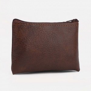 Кошелёк женский на молнии, 14x1x9 см, тёмно-коричневый