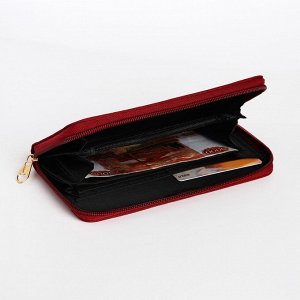 Кошелёк женский на молнии, 19.5x2.5x10 см, бордовый