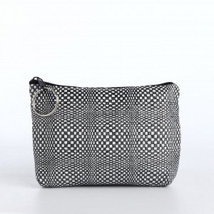 Кошелёк-монетница на молнии, 12x2.5x8.5 см, чёрный/белый