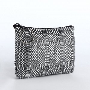 Кошелёк-монетница на молнии, 12x2.5x8.5 см, чёрный/белый