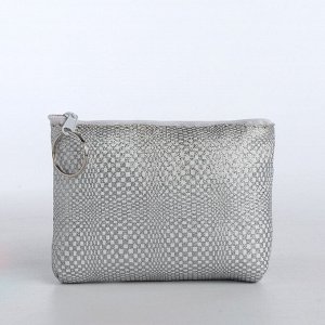 Кошелёк-монетница на молнии, 12x2.5x8.5 см, серебристая