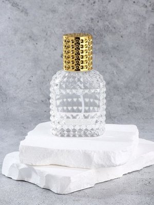 Флакон для парфюма, с распылителем, стеклянный, 30 мл, прозрачный, золотистый