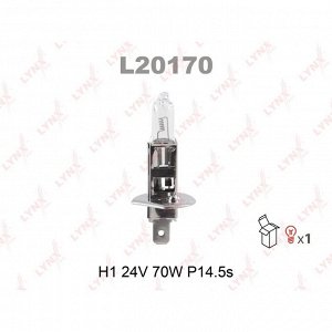 Лампа галогенная LYNXAuto H1 (P14.5s, T8), 24В, 70Вт, 3200К, 1 шт, арт. L20170