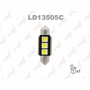 Лампа светодиодная LYNXauto Festoon C5W (SV8.5, T11x35), 12В, 5Вт, 7000К, 1 шт, арт. LD13505C