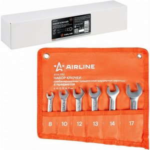 Набор комбинированных ключей Airline PRO, от 8 до 17мм, с трещоткой, шарнирный, 6 предметов, арт. ATAL032