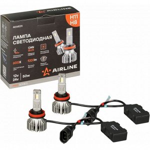 Лампа светодиодная Airline PRO Series H11, H8 (PGJ19-1, PGJ19-2, T11), 12/24В, 50Вт, 6000К, комплект 2 шт, арт. AEAR211