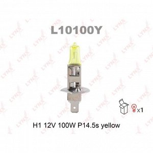 Лампа галогенная LYNXAuto Yellow H1 (P14.5s, T8), 12В, 100Вт, 2800К, 1 шт, арт. L10100Y