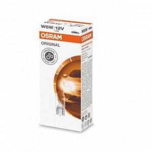 Лампа Osram Original Line W5W (W2.1x9.5d, T10), 12В, 5Вт, 3200К, 1 шт, арт. 2825 (стоимость за упаковку 10 шт)