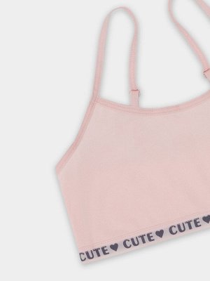 Топ для девочек розовый с надписью "Cute"