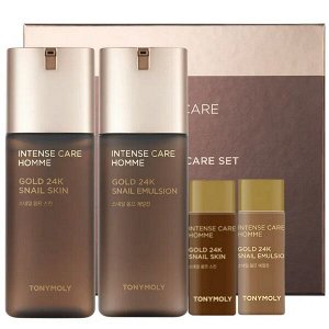 Антивозрастой набор по уходу за мужской кожей TonyMoly Intense Care Homme Gold 24K Snail Skin Care Set