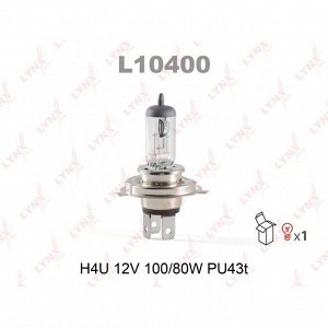 Лампа галогенная LYNXAuto H4U (P43t, T16), 12В, 100/80Вт, 3200К, 1 шт, арт. L10400
