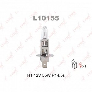Лампа галогенная LYNXAuto Super White H1 (P14.5s, T8), 12В, 55Вт, 3200К, 1 шт, арт. L10155