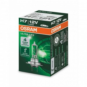 Лампа галогенная Osram Ultra Life H7 (PX26d, T11), 12В, 55Вт, 3200К, 1 шт