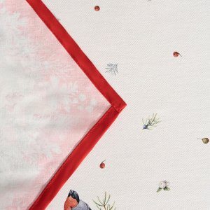 Дорожка для стола «Морозко и снегири» 45×215 см, красный, 100% хлопок, твил, 1 шт.